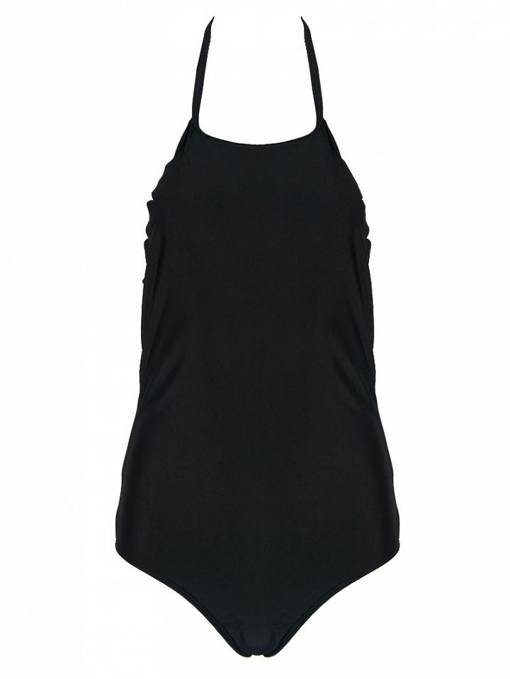 Choies Black Halter Scallop Edge Padded One-piece Swimsuit