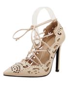 Choies Apricot Cut Out Tie Up High Heels