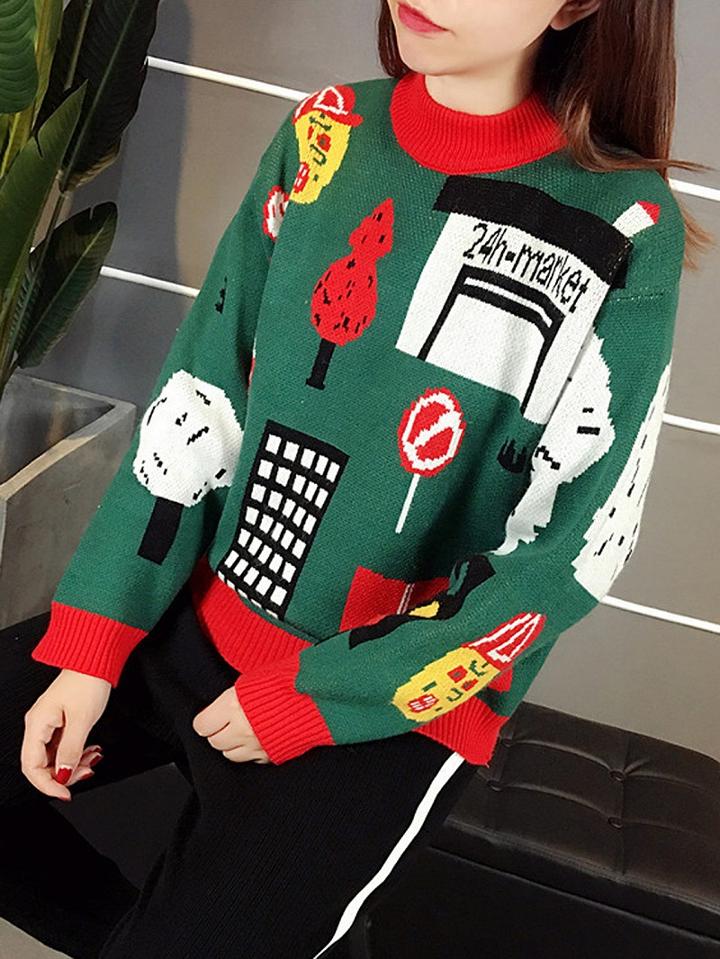 Choies Green Long Sleeve Chunky Ugly Sweater