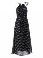 Choies Black Halter Polka Dot Chiffon Maxi Dress
