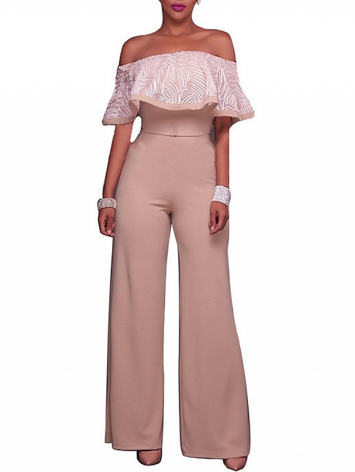 Choies Pink Off Shoulder Jumpsuit