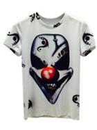 Choies White 3d Unisex Evil Clown Print T-shirt