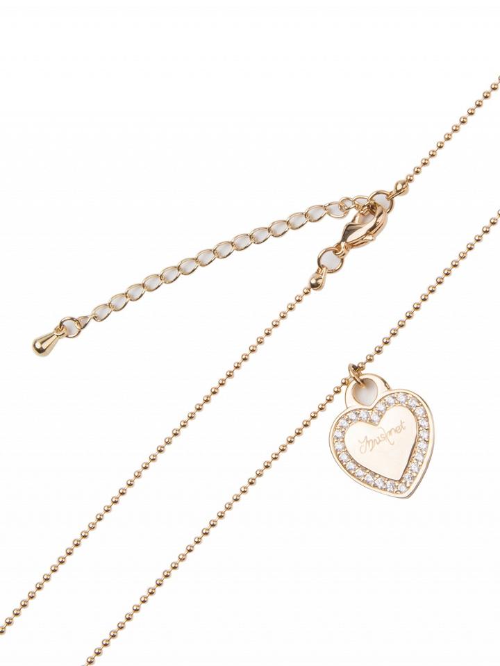 Choies Golden Crystal Embellished Heart Pendant Chain Necklace
