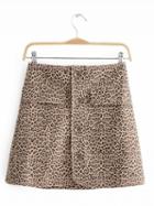 Choies Khaki High Waist Leopard Print Button Placket Front Mini Skirt