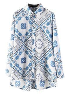 Choies Scarf Print Long Sleeve Shirt