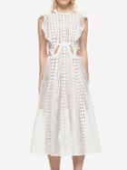 Choies White Ruffle Sleeve Cut Out Lace Midi Dress