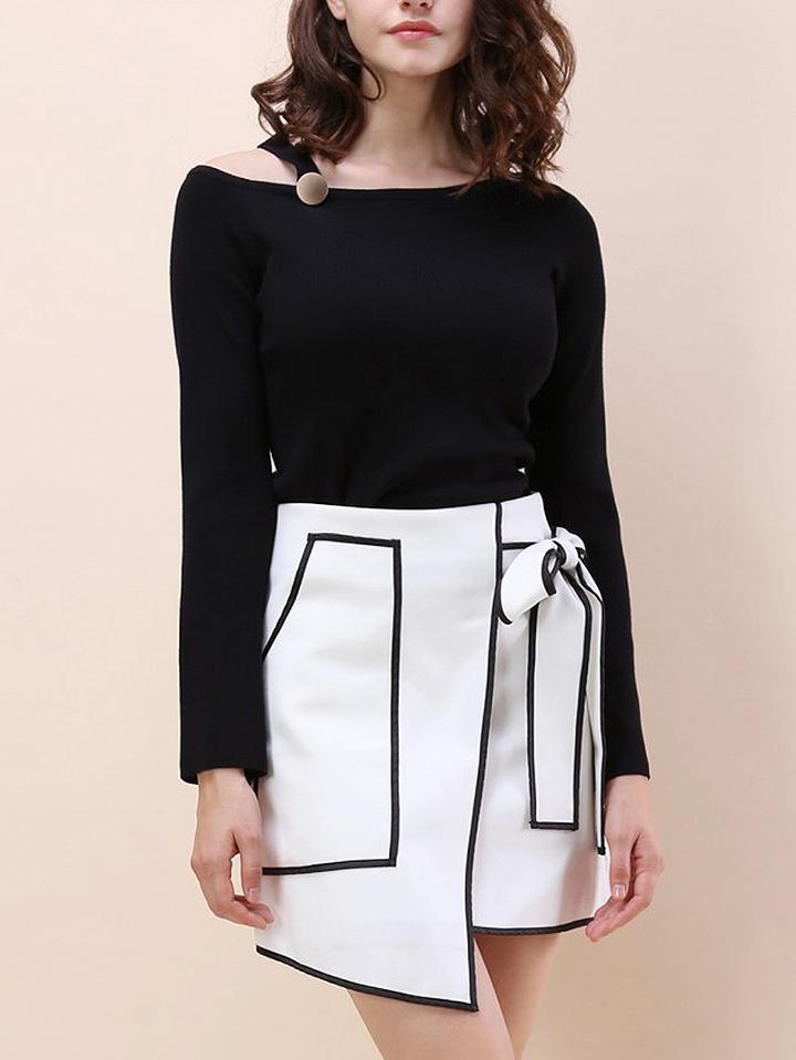 Choies Black Strap Detail Long Sleeve Knit Jumper