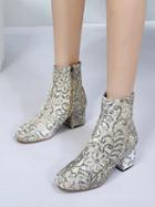 Choies White Embroidery Detail Heeled Ankle Boots