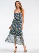 Choies Polychrome Floral Print Cami Chiffon Midi Dress