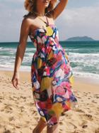 Choies Polychrome Halter Bandeau Stretch Open Back Dress
