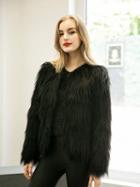 Choies Black Collarless Faux Fur Coat