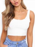 Choies White Ribbed Crop Tank Top