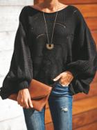 Choies Black Crew Neck Batwing Sleeve Women Knit Sweater