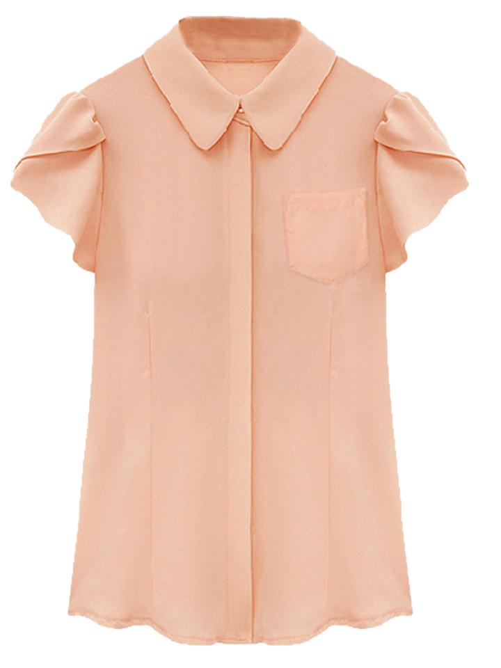Choies Pink Ruffle Sleeve Chiffon Shirt