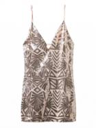 Choies Nude Plunge Metallic Sequin Mesh Cami Bodycon Dress