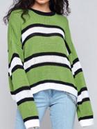 Choies Green Contrast Stripe Long Sleeve Chic Women Knit Sweater
