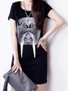 Choies Black Fierce Seal Print Short Sleeve T-shirt Dress