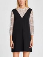 Choies Black Contrast Lace Panel Long Sleeve Mini Dress