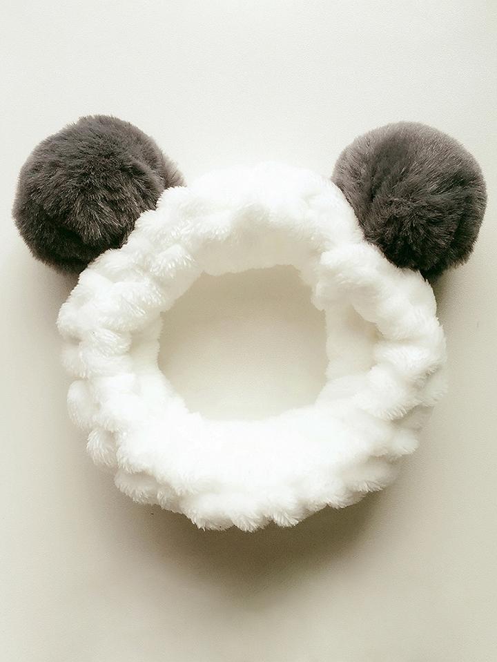 Choies White Contrast Bear Ear Faux-fur Headband