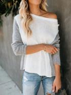 Choies White Dipped Hem Long Sleeve Chic Women Sweater