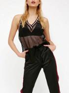 Choies Black V-neck Contrast Hem Racer Back Mesh Tank