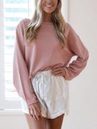Choies Pink Long Sleeve Cropped Sweatshirt
