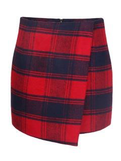 Choies Plaid Asymetric Hem Skirt