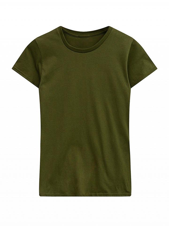 Choies Army Green Round Neck Short Sleeve Basic T-shirt