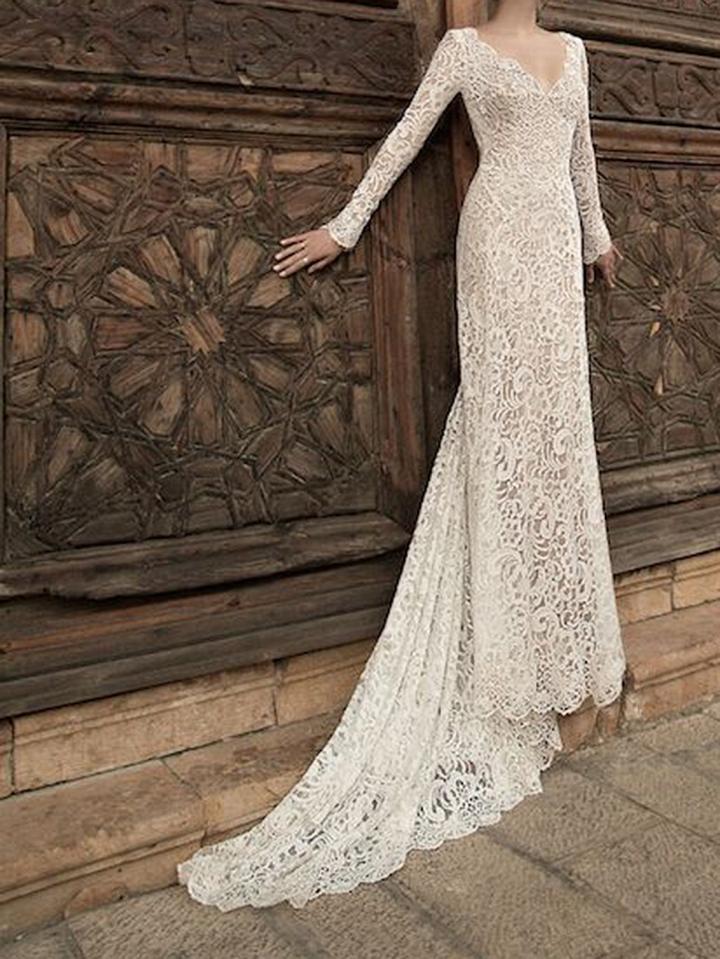 Choies White V-neck Open Back Long Sleeve Chic Women Lace Maxi Dress