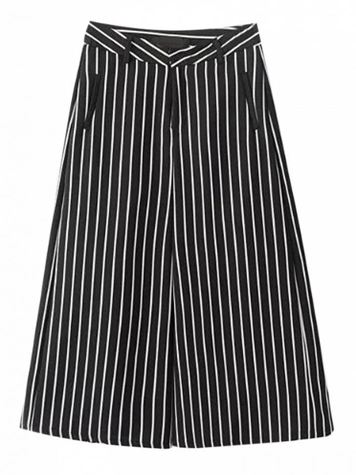 Choies Black Stripe High Waist Wide Leg Palazzo Pants