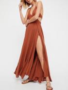 Choies Orange Halter Thigh Split Open Back Maxi Dress