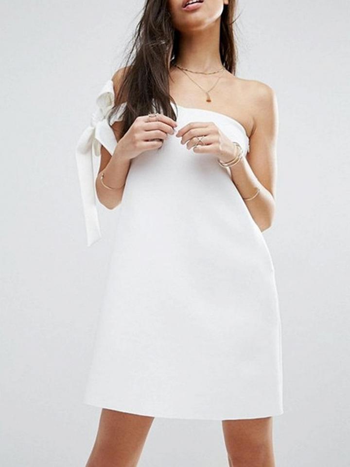 Choies White Strapless Bow Detail Mini Dress