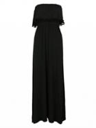 Choies Black Strapless Overlay Pom Pom Detail Lined Maxi Dress