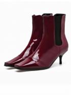 Choies Burgundy Square Toe Heeled Ankle Boots