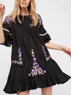 Choies Black Embroidery Detail Flare Sleeve Mini Dress