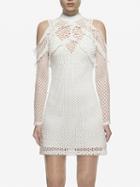 Choies White Cold Shoulder Cut Out Detail Lace Mini Dress