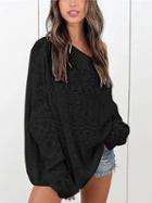 Choies Black Off Shoulder Long Sleeve Knit Sweater