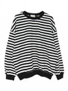 Choies Black Stripe Drop Shoulder Long Sleeve Sweatshirt