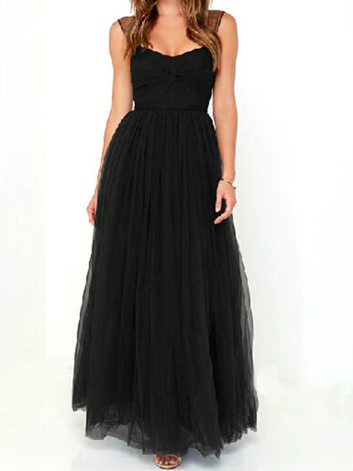 Choies Black Sweetheart Ruched Detail High Waist  Maxi Dress