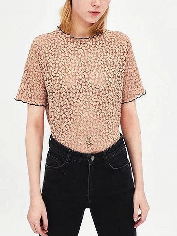 Choies Khaki Cut Out Detail Lace Blouse