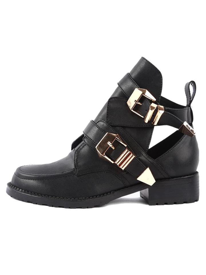 Choies Metal Buckle Cut Out Boots