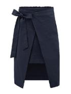 Choies Navy Bowtie Waist Asymmetric Wrap Skirt