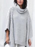 Choies Gray High Neck Batwing Sleeve Knit Sweater