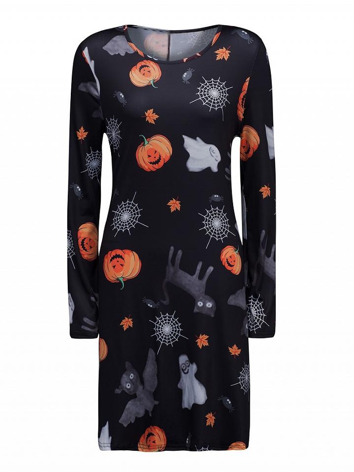 Choies Black Ghost And Halloween Lantern Print A-line Dress