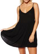 Choies Black Cut Out Back Spaghetti Strap Pleat Chiffon Dress