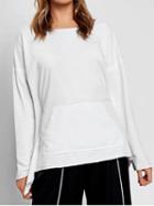 Choies White Cotton Pouch Pocket Tie Back Long Sleeve Chic Women Sweatshirt