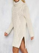 Choies White High Neck Long Sleeve Chic Women Knit Sweater
