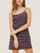 Choies Black Contrast Plaid Spaghetti Strap Min Dress