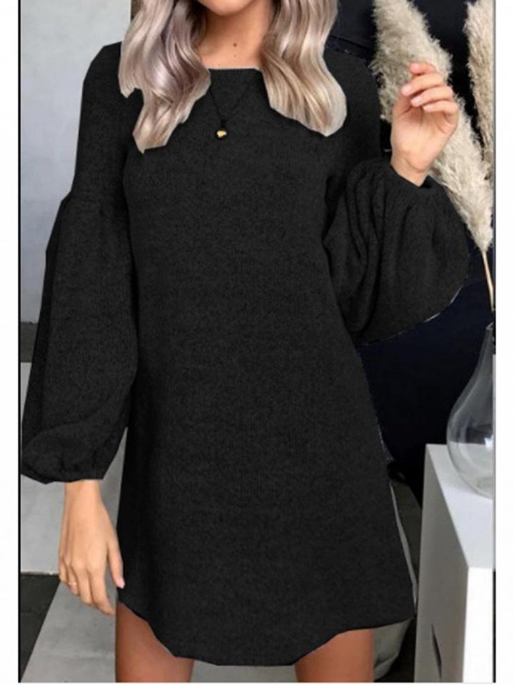 Choies Black Puff Sleeve Women Knit Mini Dress