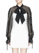 Choies Color Block Bow Tie Cut Out Puff Sleeve Shift Mini Dress